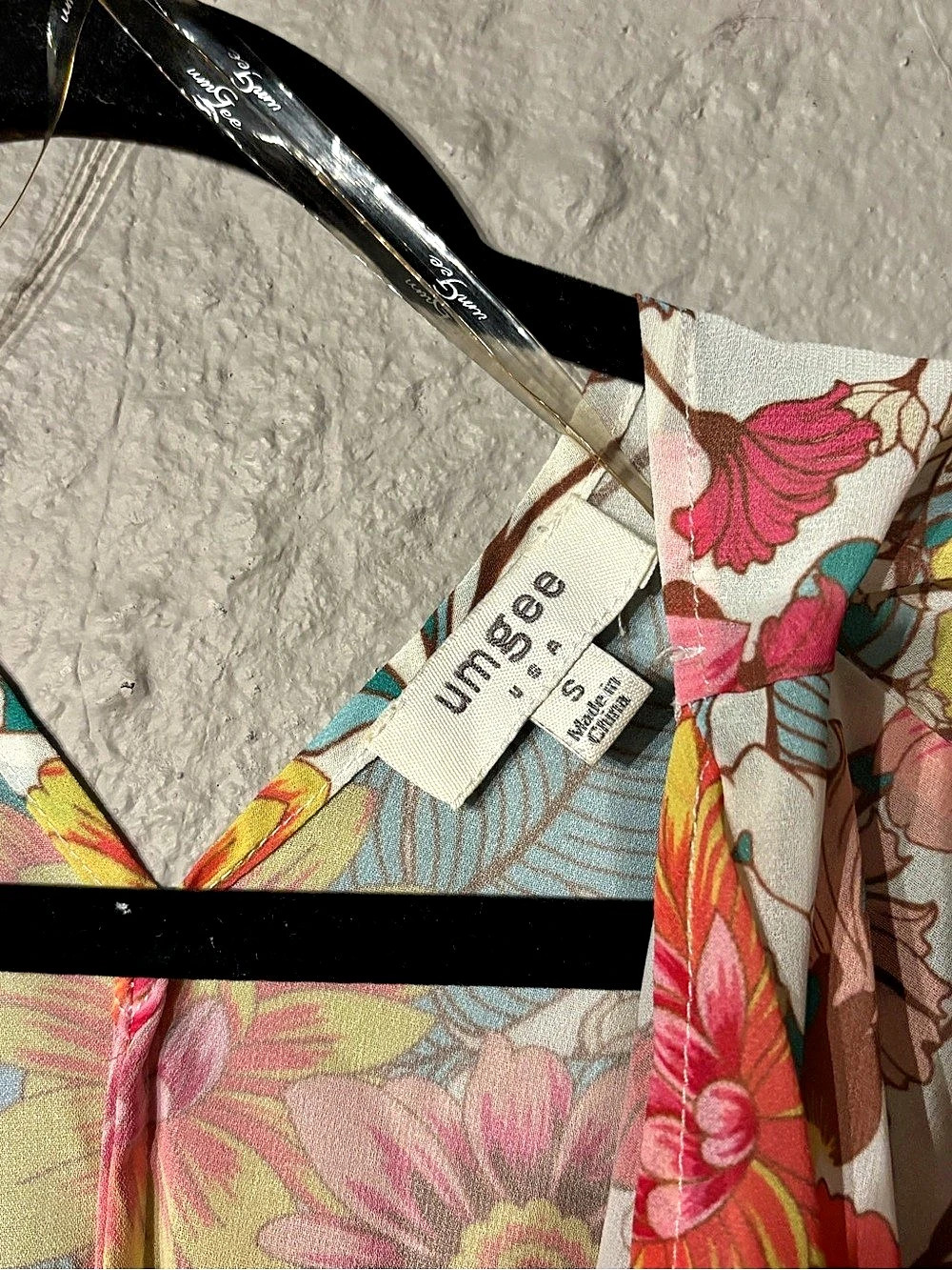 Umgee Floral Print Ruffle Sleeve Open Front Kimono Cardigan Blouse Blue & Pink - Picture 4 of 6